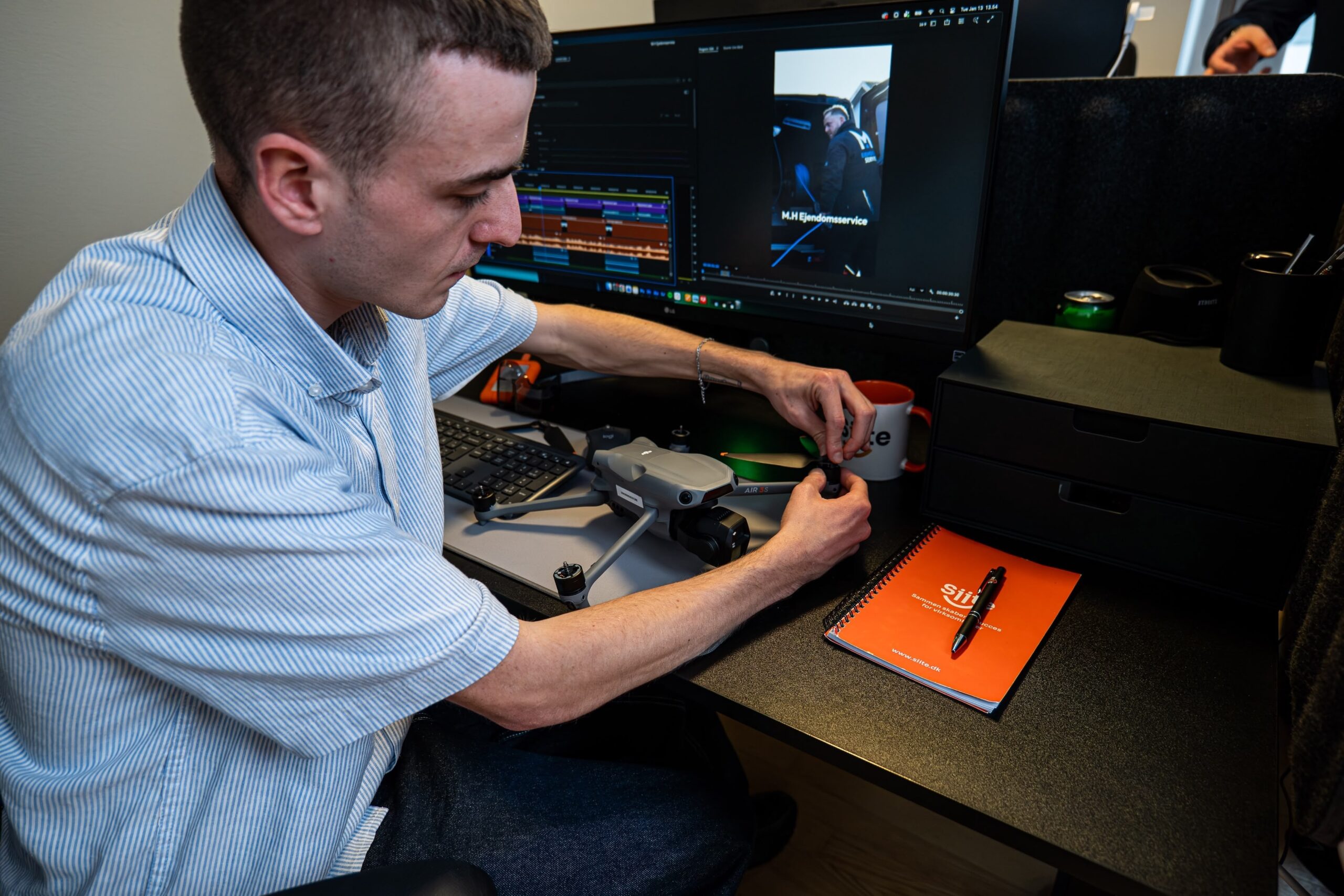 Producer prepping a drone shoot